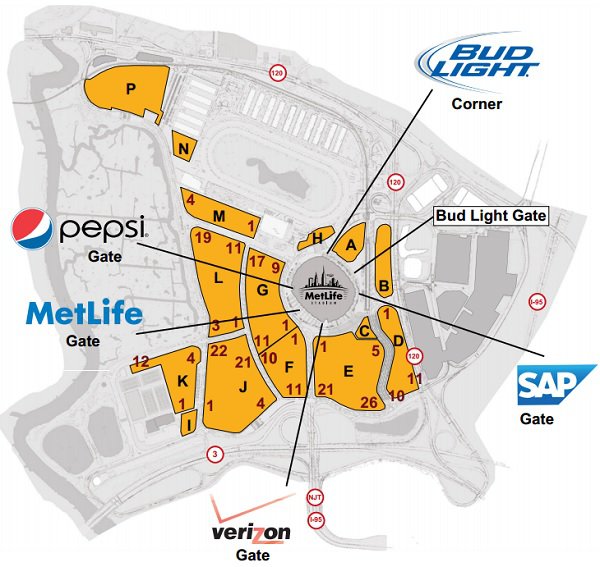 Metlife Stadium Parking Chart Metlife Stadium Parking Map