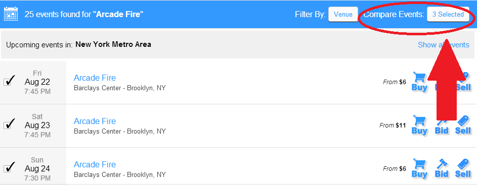 Ticket Compare Feature