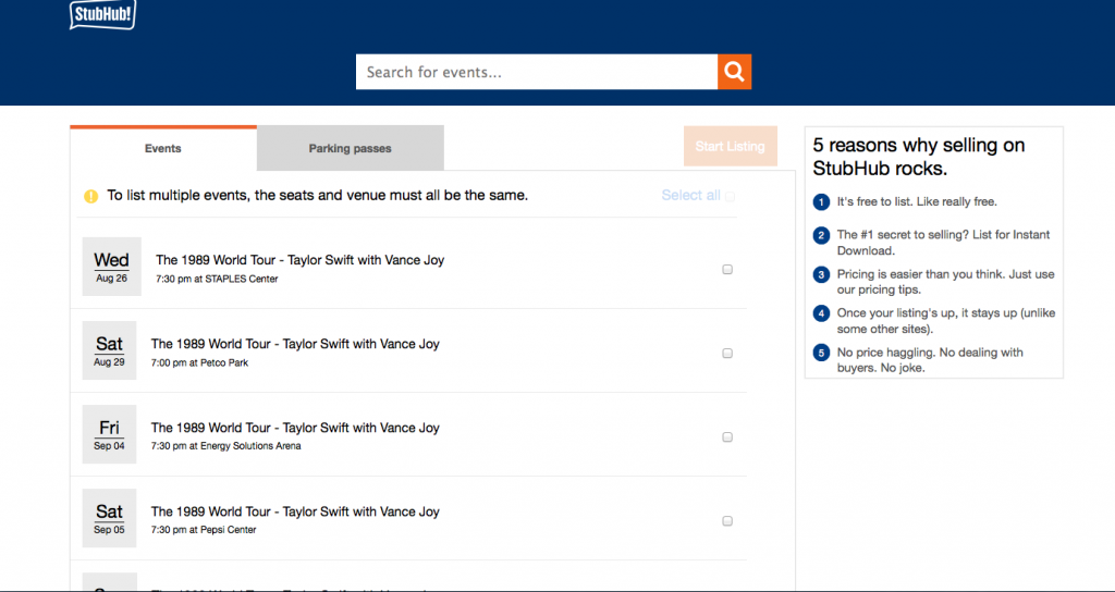 Sell Tickets on StubHub