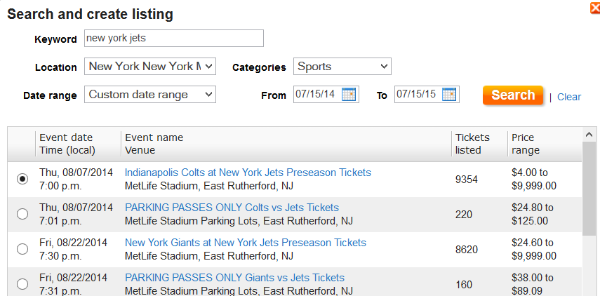 Stubhub Pro - Adding Ticket listing