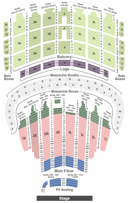 Chicago Theatre Seating Chart with Seat Numbers