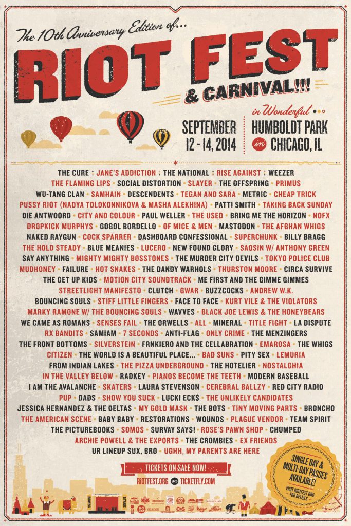 Riot Fest Lineup History 2012